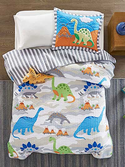 Colchas y edredones con diseños de dinosaurios para niños. Edredon dinosaurios